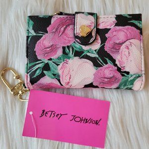 Betsey Johnson Keychain Floral Flap Wallet